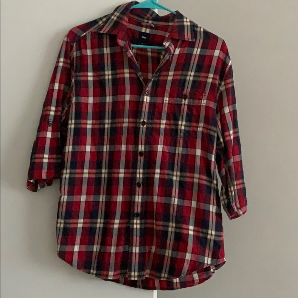 Gap flannel shirt with 3/4 sleeve